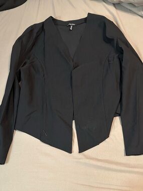Black Open Front Blazer Jacket